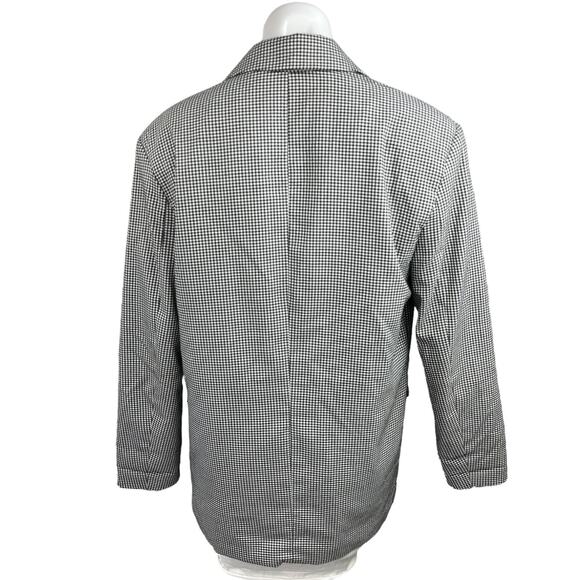 Stradivarius Black White Houndstooth Single Button Notch Blazer Jacket Size S - Picture 2 of 4